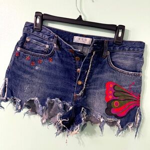 NWOT We The Free Butterfly print distressed shorts